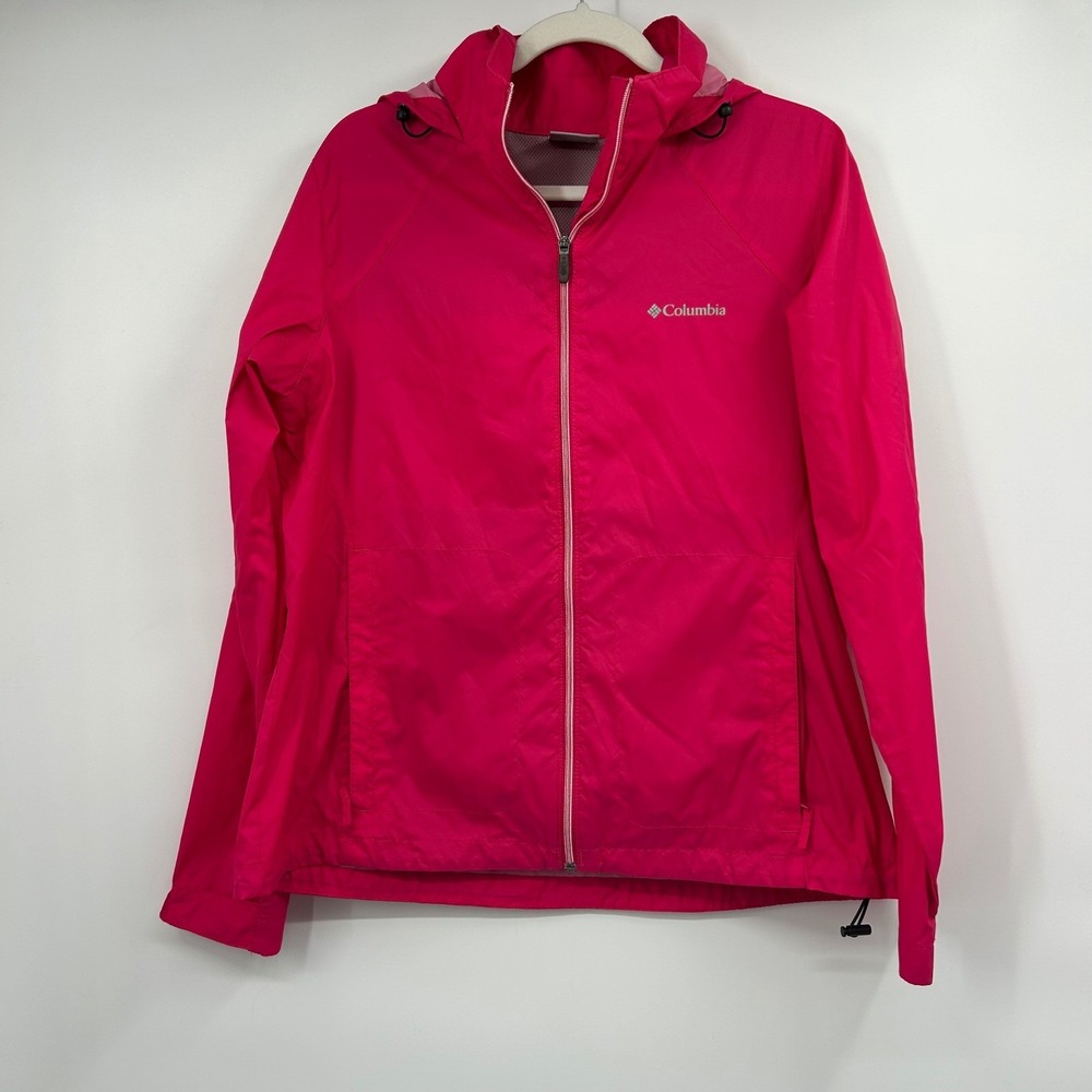 Columbia Womens Switchback II Rain Jacket Fuchsia Pink XL Water Resistant Hooded